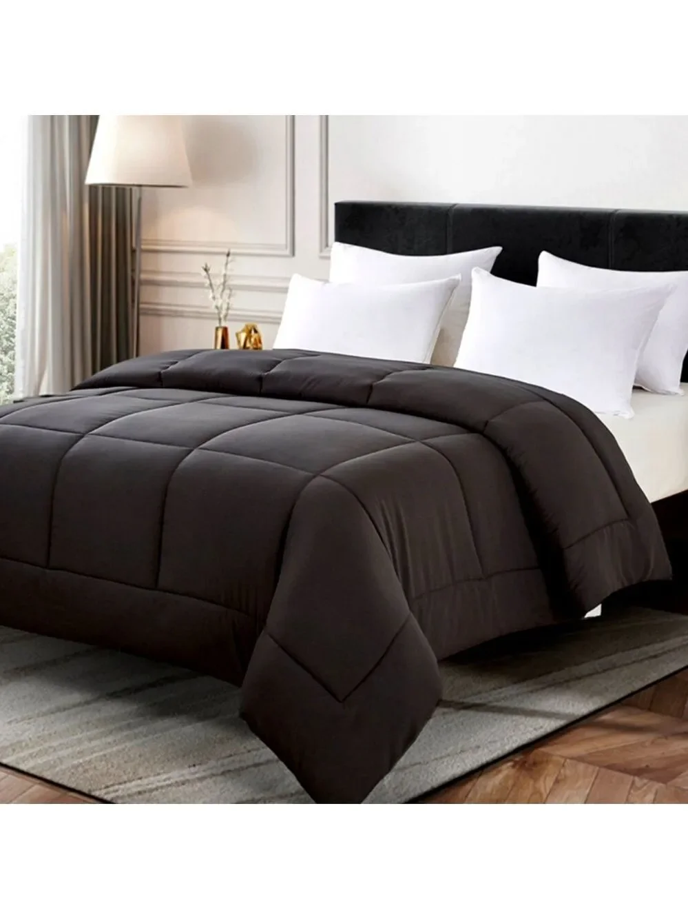 Luxury Reversible King Size Comforter Black and Platinum